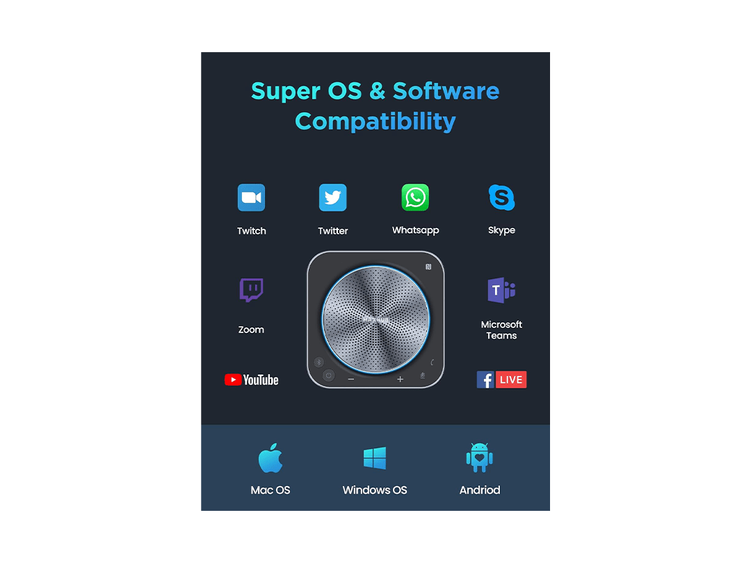 مكبر صوت مؤتمرات Enther&MAXHUB BM35 مزود بـ 8 ميكروفونات، التقاط صوتي معزز بزاوية 360 درجة، تقليل الضوضاء، مكبر صوت بلوتوث مكبر صوت مؤتمرات Enther&MAXHUB BM35 مزود بـ 8 ميكروفونات، التقاط صوتي معزز بزاوية 360 درجة، تقليل الضوضاء، مكبر صوت بلوتوث